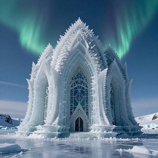 Aurora-lit Ice Wyrm Oracle in Cathedral