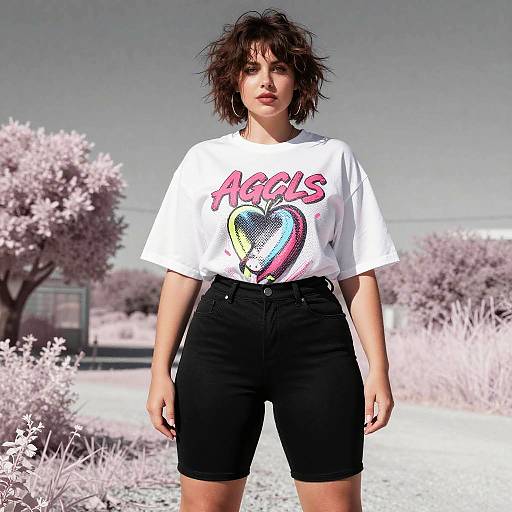 Woman in Black Biker Shorts and Graphic T-shirt