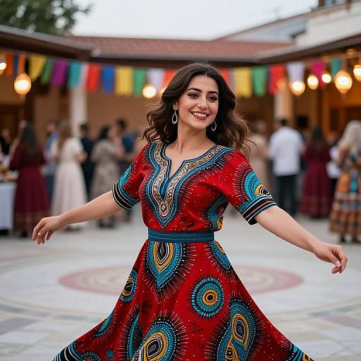 Festive Turkish Woman in Ankara Dress