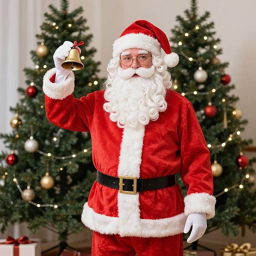 Santa Claus by Christmas Tree