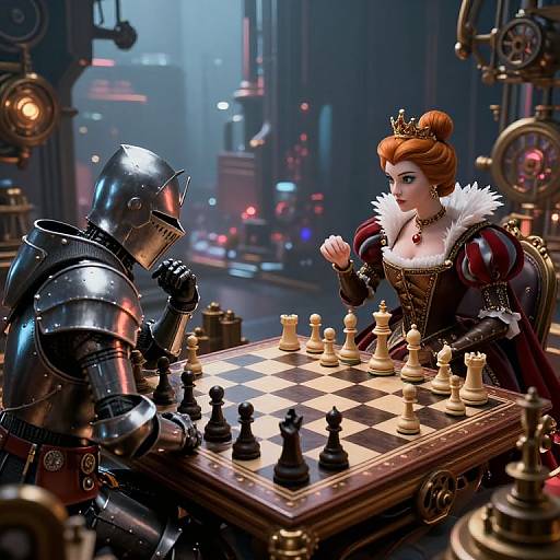 Cyberpunk vs Steampunk Chess Duel