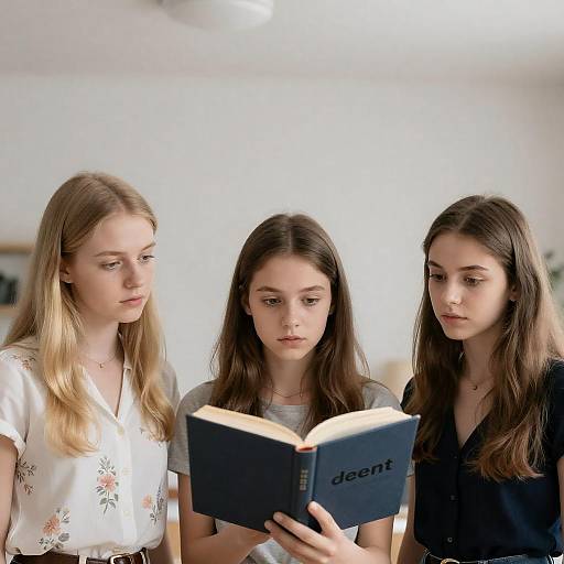 Three Young Women Reading Together