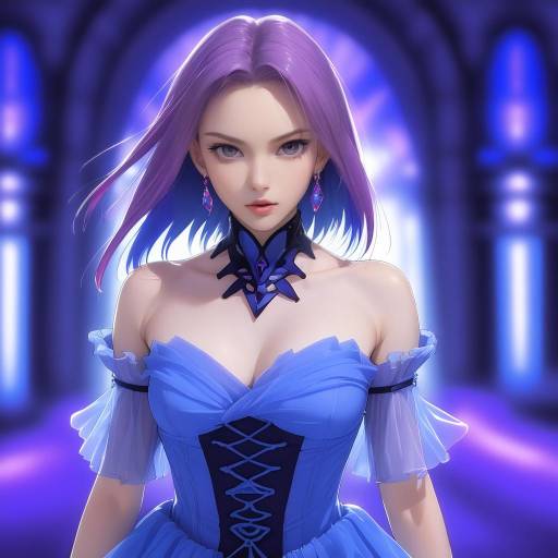 Elegant Girl in Blue Dress Portrait