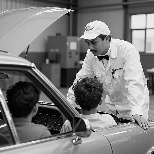 Vintage Industrial Scene with Chevrolet Supercharger