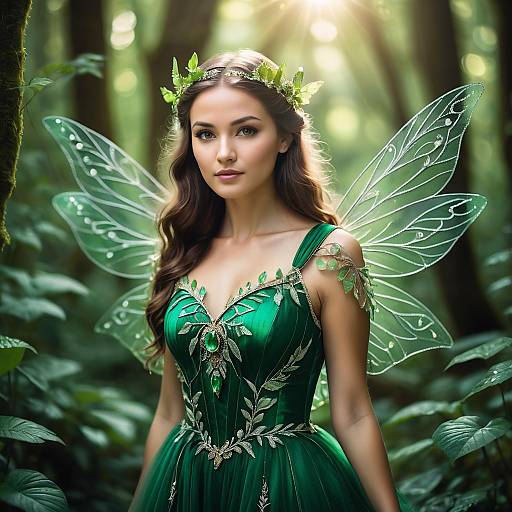 Young Fairy Woman in Enchanted Forest