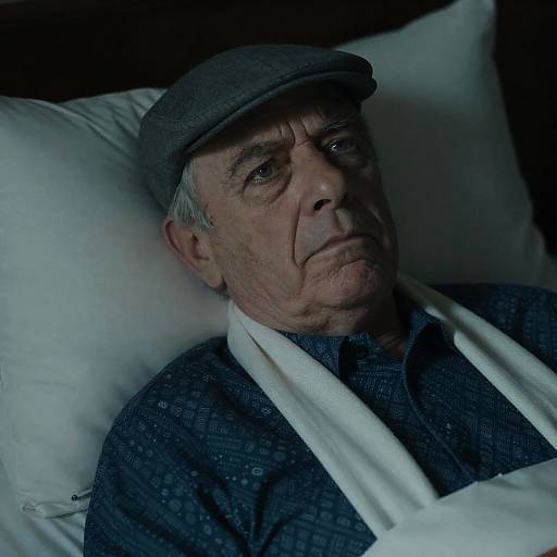 Serious Older Man in Dim Blue Lighting