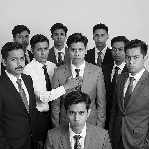 Intense Portrait of Eleven Suited Men