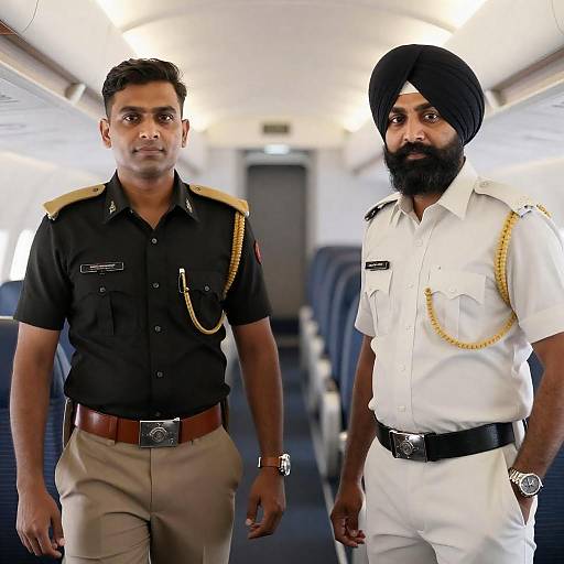 Indian Police Officers Inside a Plane