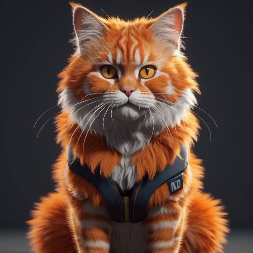 Photorealistic Solo Cat Weightlifting Focus