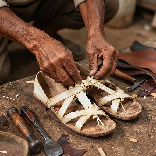 Handmade Hurrache Footwear Crafting