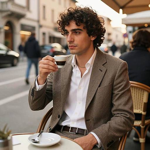 Stylish Italian Man at Milan Café