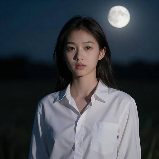 Moonlit Fantasy Figure in White Shirt