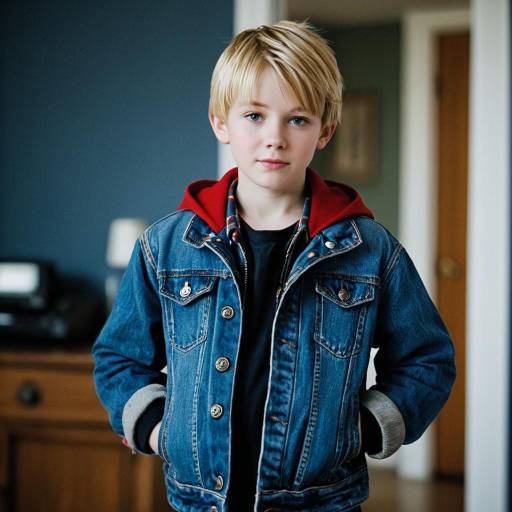 Blonde Boy in Denim Jacket