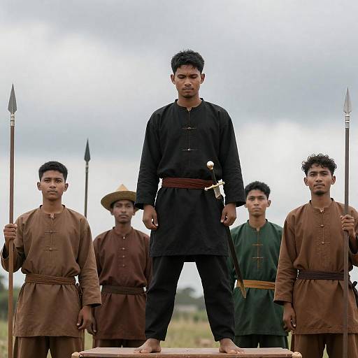 Tense Gathering in Traditional Attire