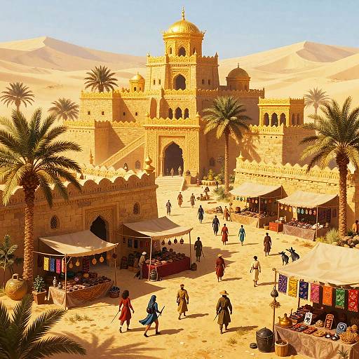 Ancient Desert Oasis Fantasy City