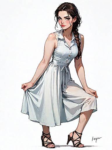Casual Khaki Button-Up Sundress Full-Body