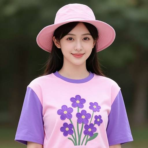 Woman in Pink and Purple Outfit