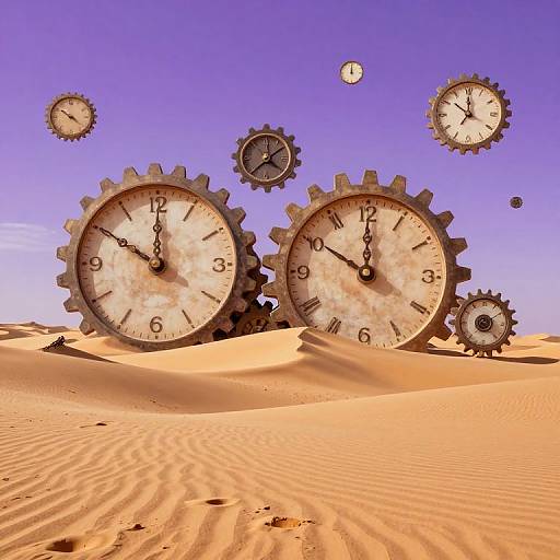 Surreal Desert with Clock Dunes