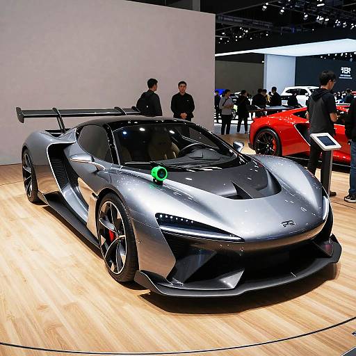 Futuristic Electric Car at Auto Show