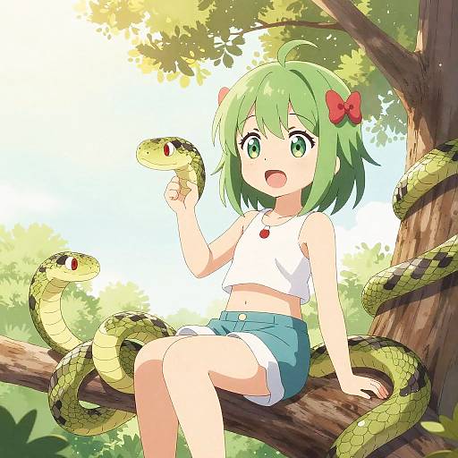 Playful Snake Anime Girl Design