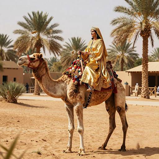 Regal Desert Sultana on Sand Camel