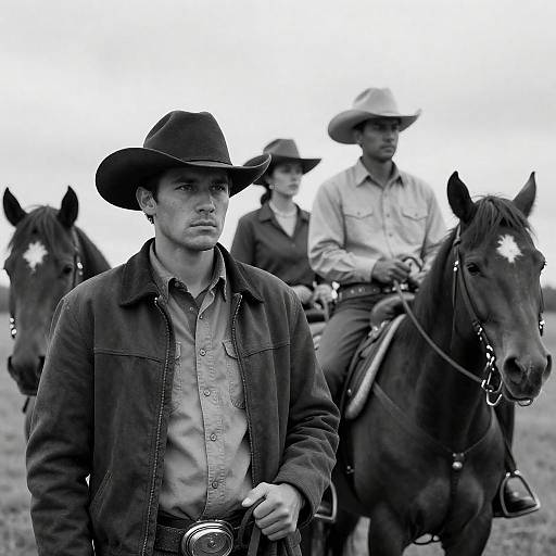 Western Scene: Cowboys and a Woman