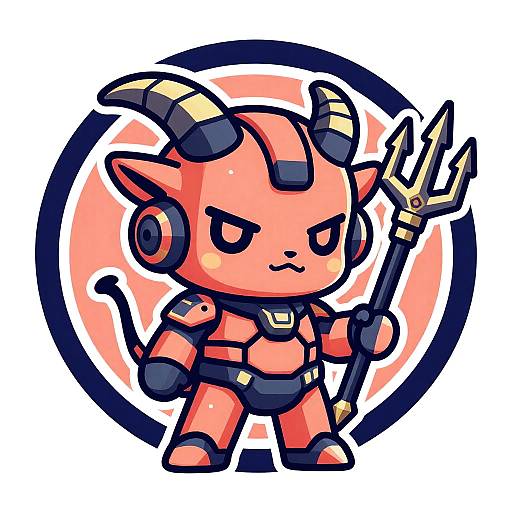 Chibi Mechashot Devil Mascot Logo