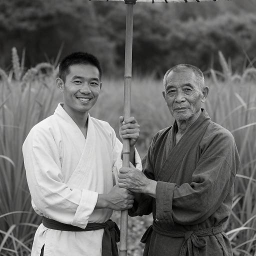 Traditional Asian Men in Nature