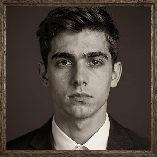 Serious Young Man in Sepia Portrait