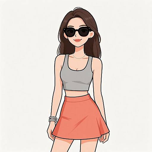 Smiling Woman in Summer Chic Outfit