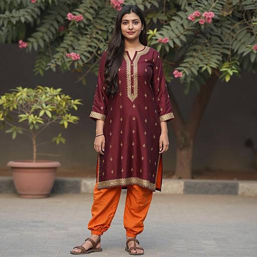 Young Woman in Traditional Punjabi Outfit Outdoors