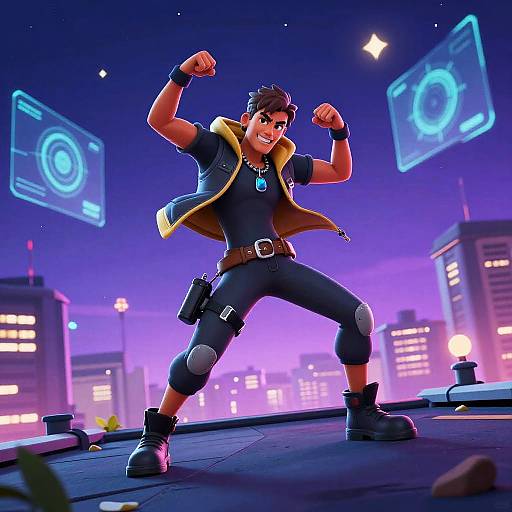 Fortnite Character Dancing on Rooftop