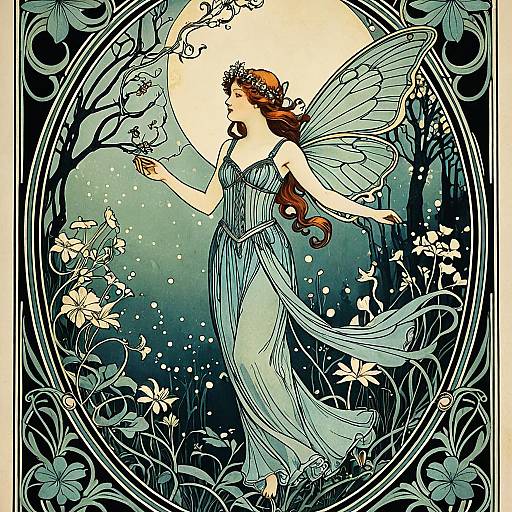 Art Nouveau Enchanted Fairy Poster