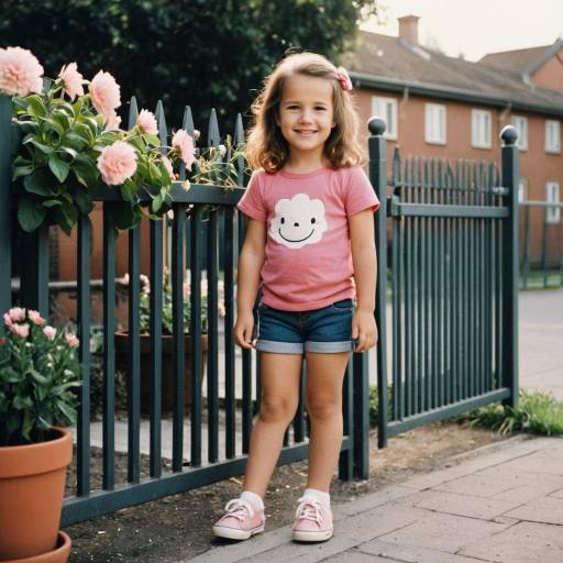 Smiling Toddler Girl by Schoolyard Gate