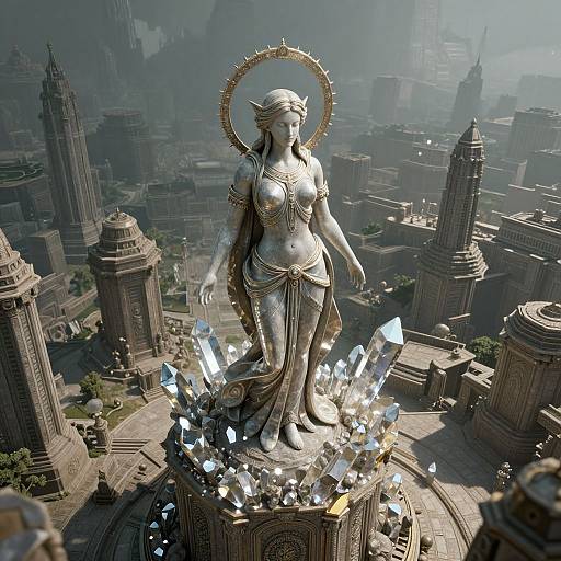 Godlike Woman Statue in Crystal