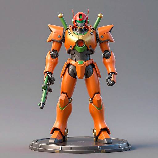 Robotic Soldier on Metallic Pedestal