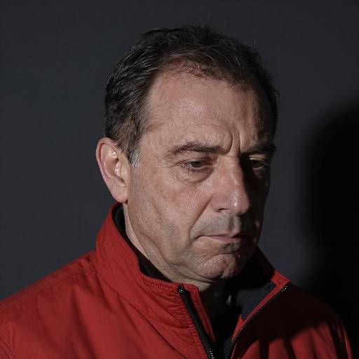 Serious Man in Red Jacket Portrait