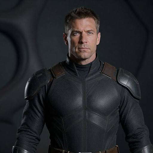 Muscular Man in Armored Suit Portrait