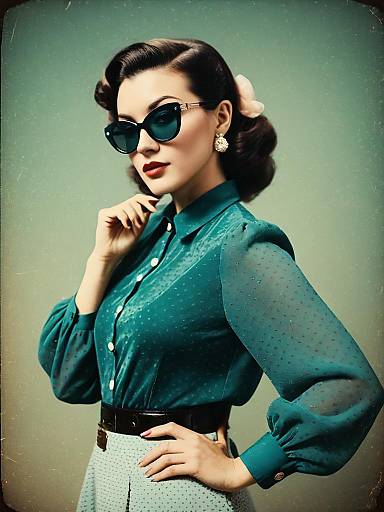 Sheer Polka-Dot Blouse with Oxblood Vinyl