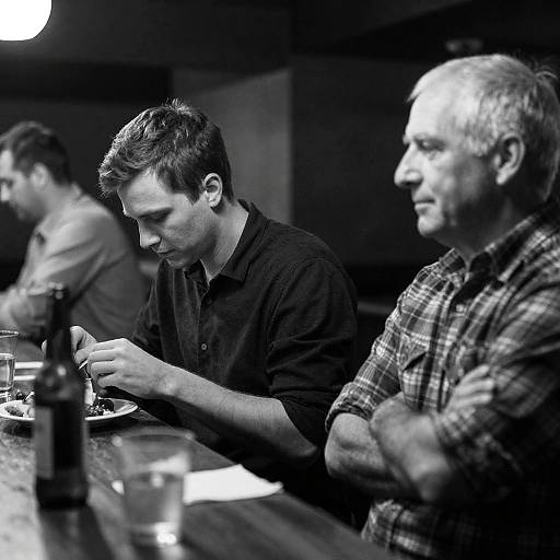 Intimate Bar Scene in Black and White