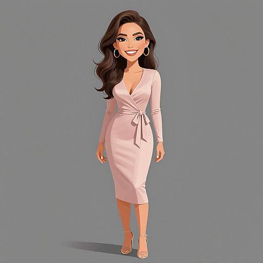 Fashionable Woman in Blush Pink Dress