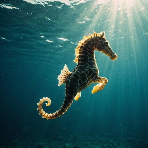 Sunlit Seahorse in Ocean Sunlit Seahorse in Ocean