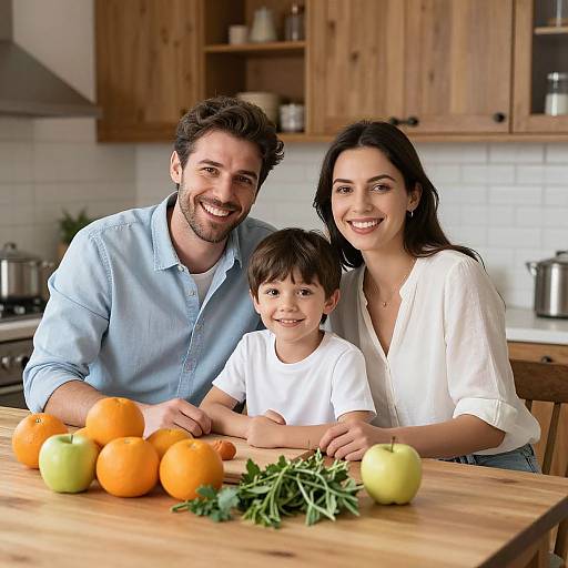 Joyful Family Portrait in Cozy Kitchen