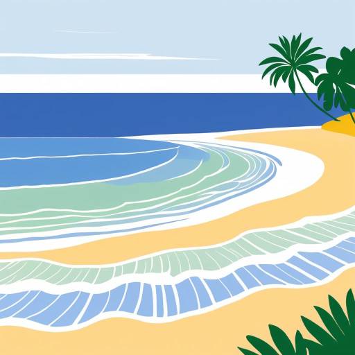 Serene Beach Illustration by Henri Matisse Style
