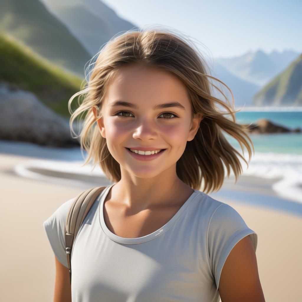 Young Girl Portrait on Scenic Beach