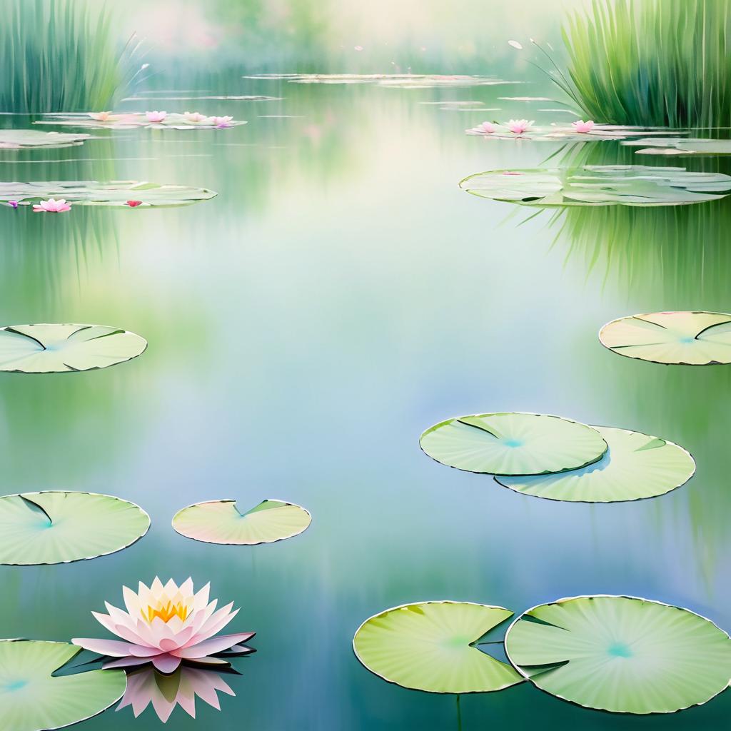 Serene Water Lily Pond in Monet Style