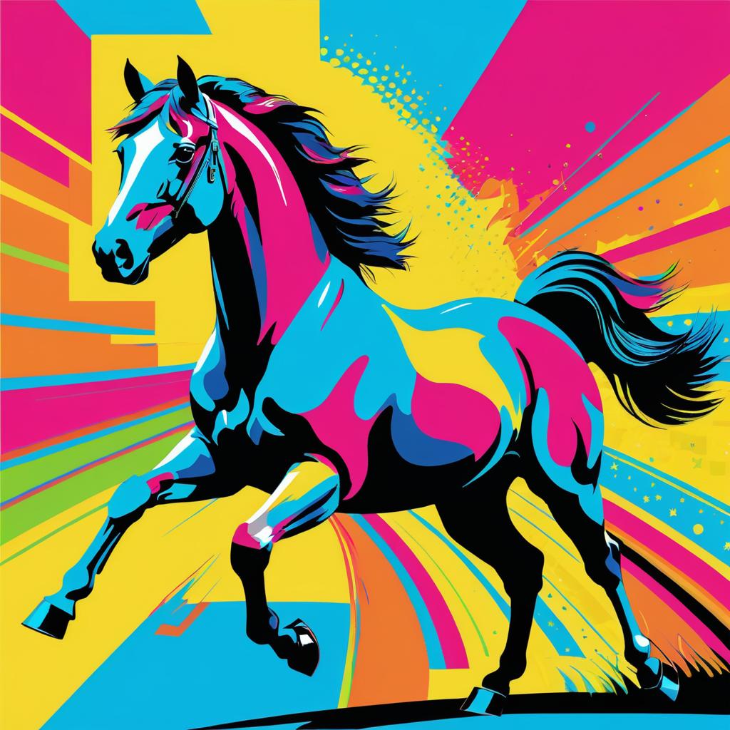 Vibrant Pop Art Horse Illustration Design