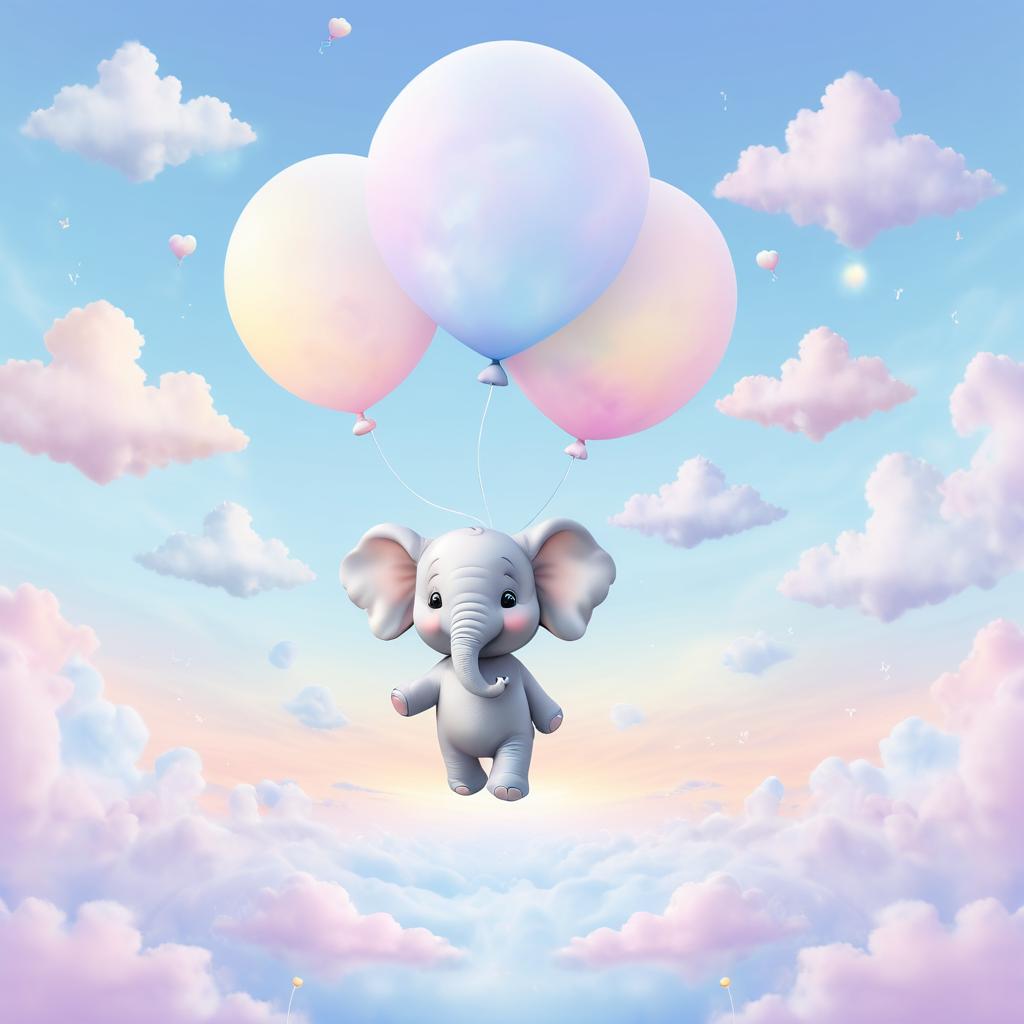 Whimsical Elephant in Dreamy Sky