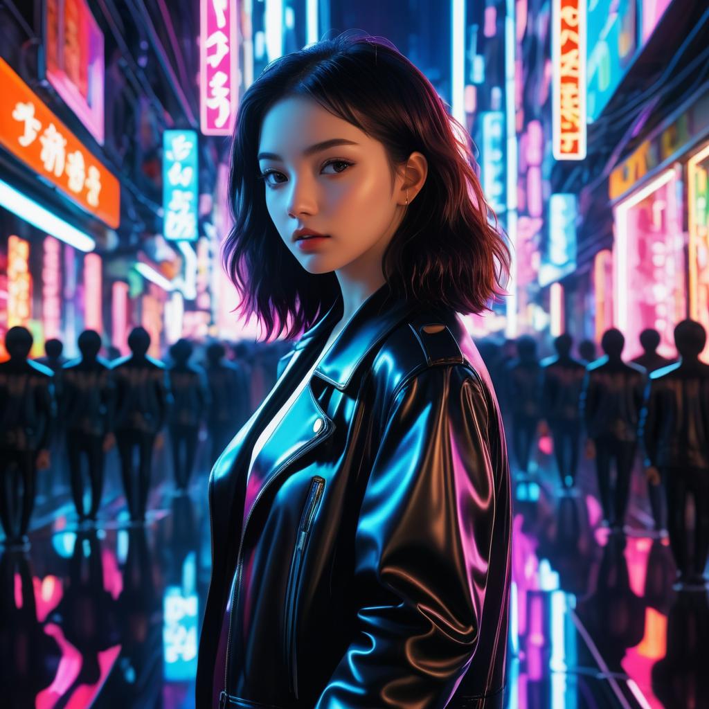 Surreal Nightlife: Confident Woman in Neon