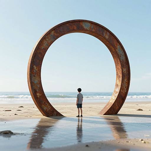 Surreal 3D Solitary Figure on Beach